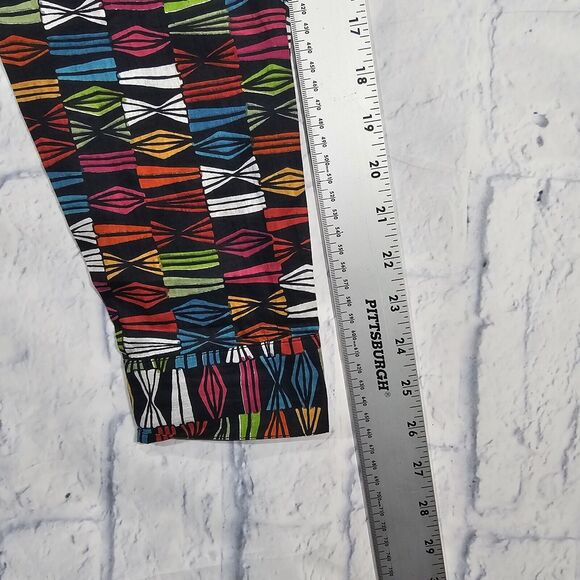 KikiSol WOMENS SIZE L Multicolor Art Boho Tunic Boyfriend Shirt Button Sheer - Picture 6 of 10